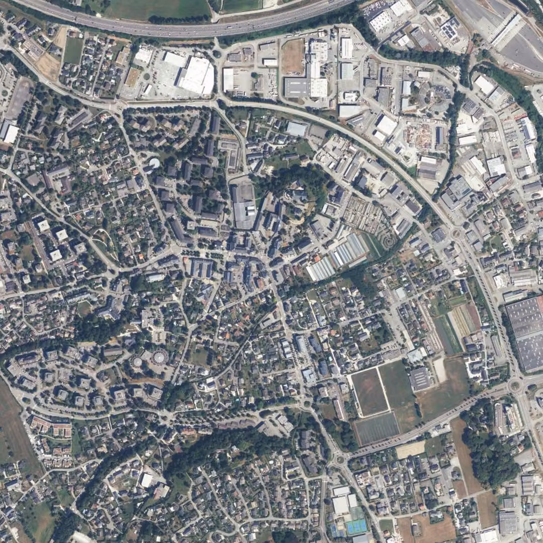La Motte-Servolex aujourd'hui, le centre vu du ciel