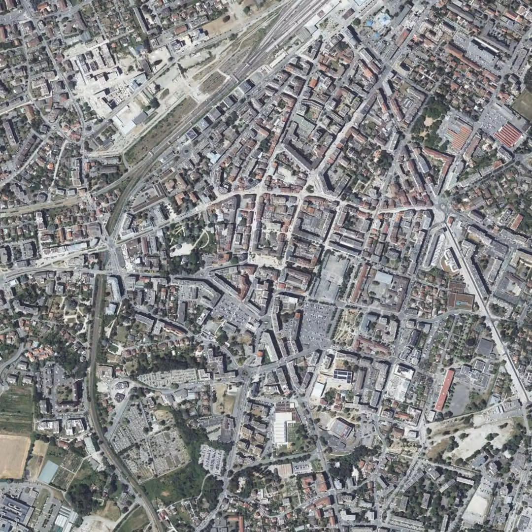 Annemasse aujourd'hui, le centre vu du ciel