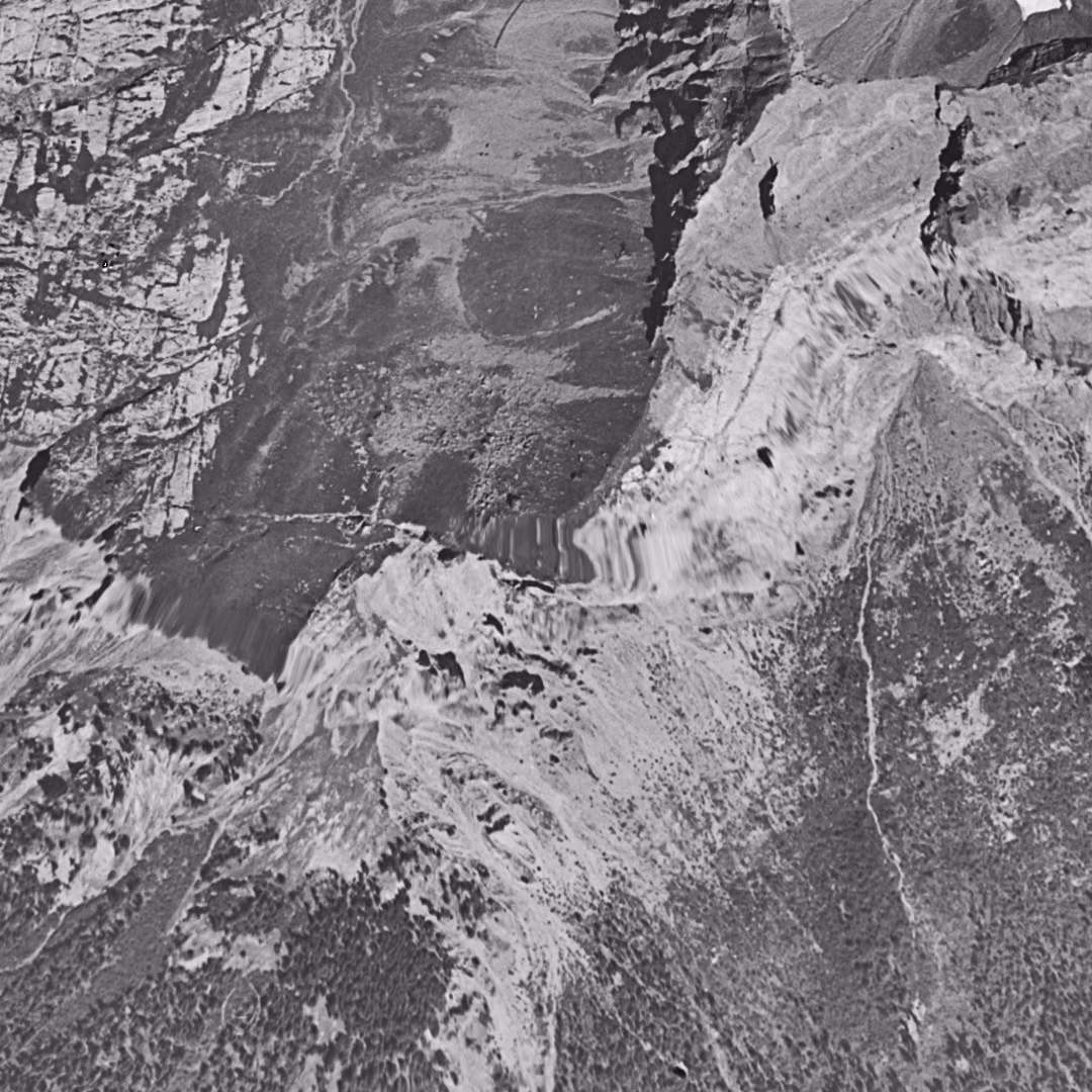 Passy en 1952, le centre vu du ciel, au même cadrage