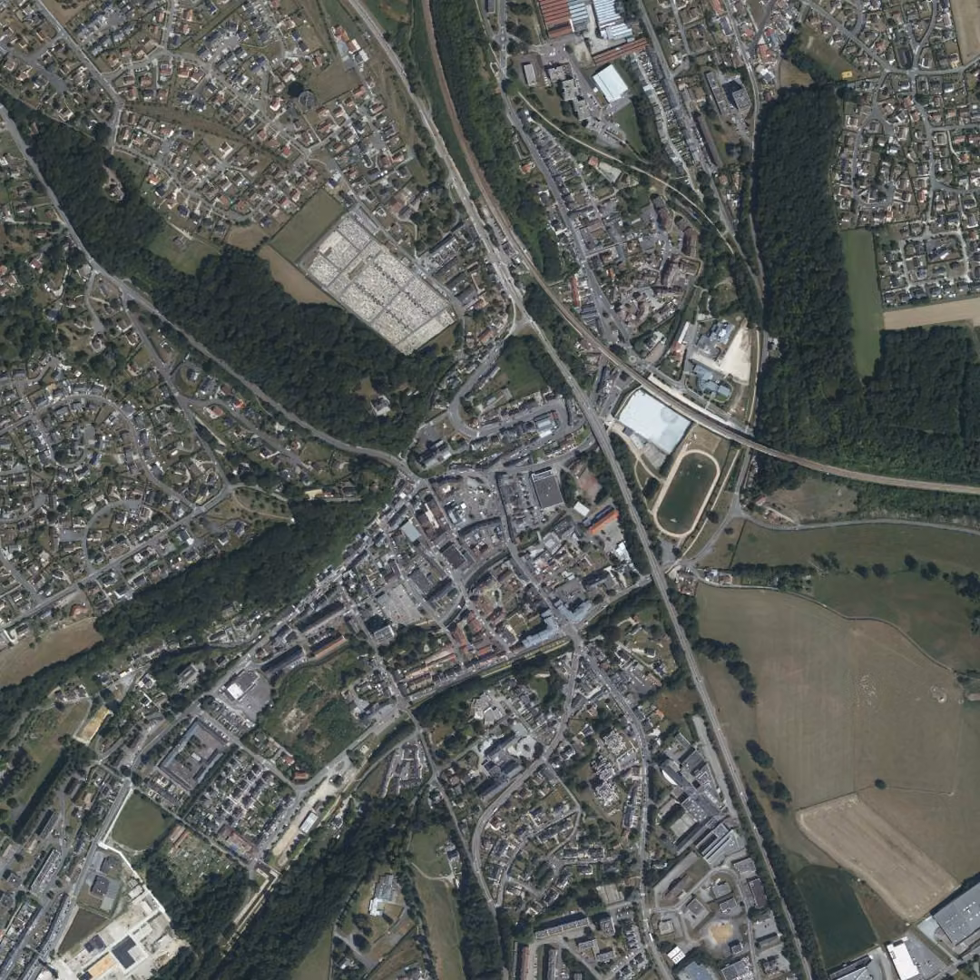 Barentin aujourd'hui, le centre vu du ciel