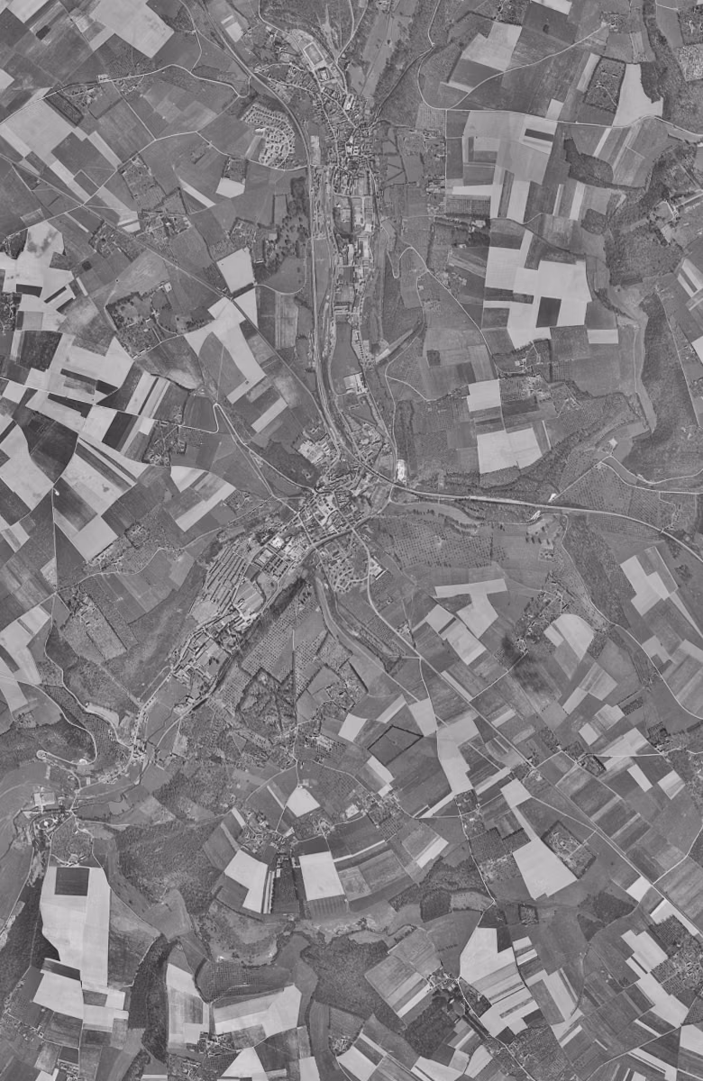 Barentin en 1955, le territoire vu du ciel, au même cadrage
