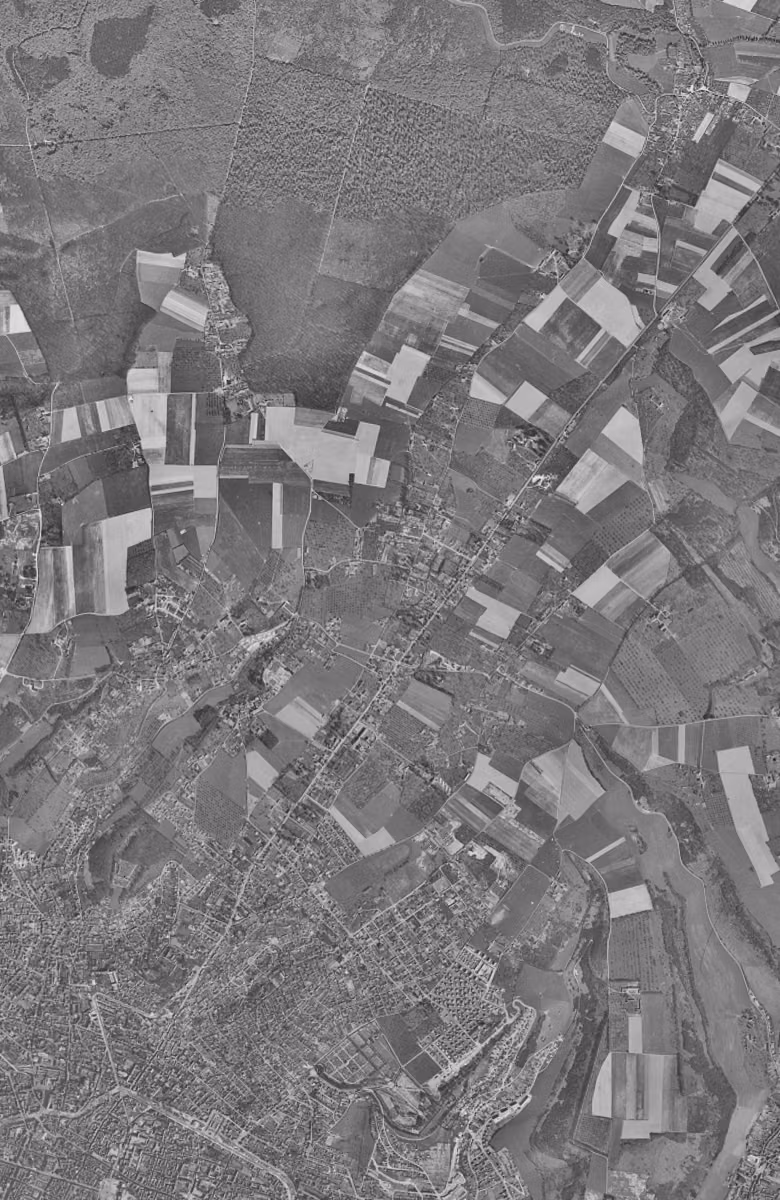 Bois-Guillaume en 1955, le territoire vu du ciel, au même cadrage