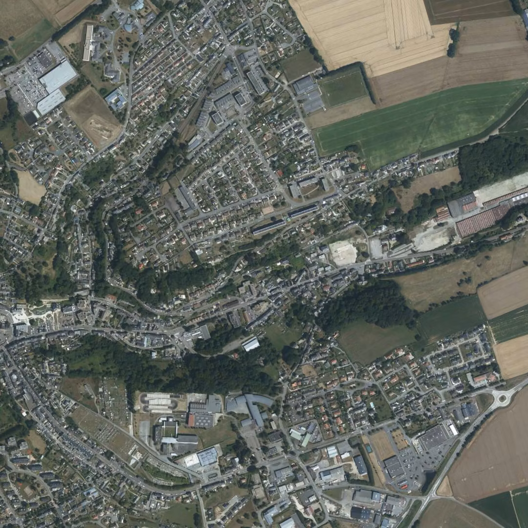 Bolbec aujourd'hui, le centre vu du ciel