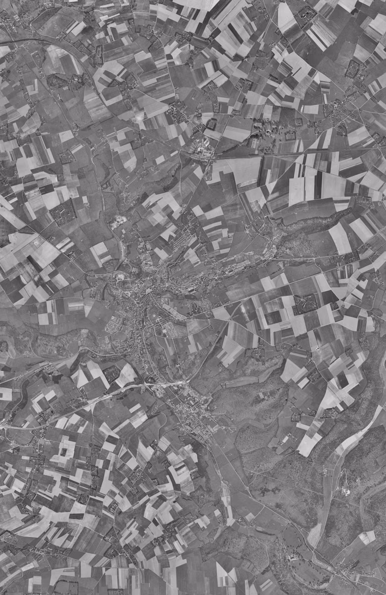Bolbec en 1955, le territoire vu du ciel, au même cadrage