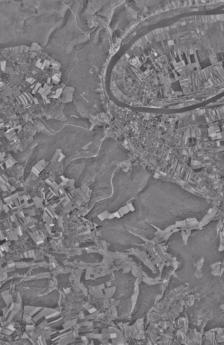 Elbeuf en 1954, le territoire vu du ciel, au même cadrage