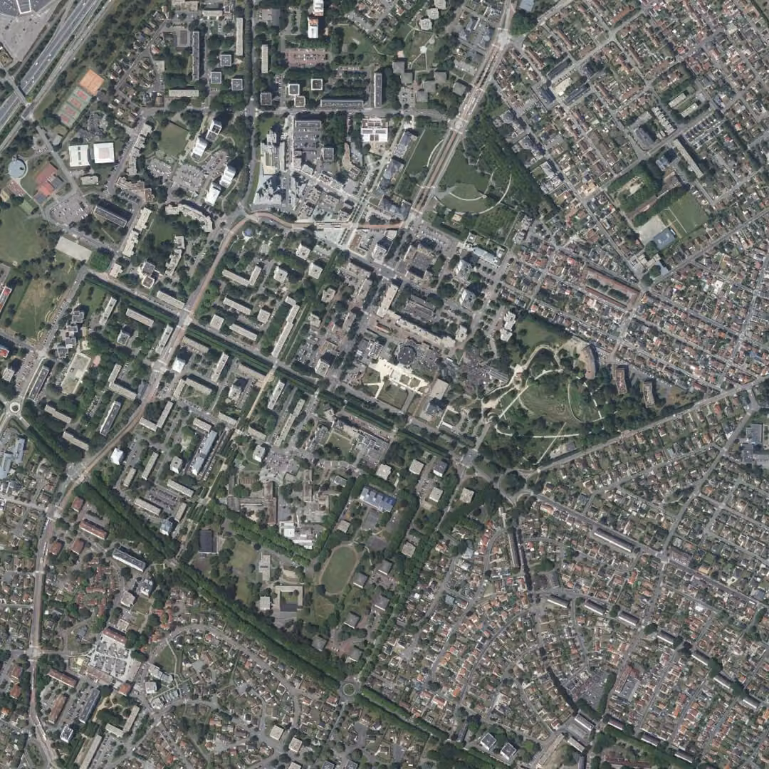Le Grand-Quevilly aujourd'hui, le centre vu du ciel