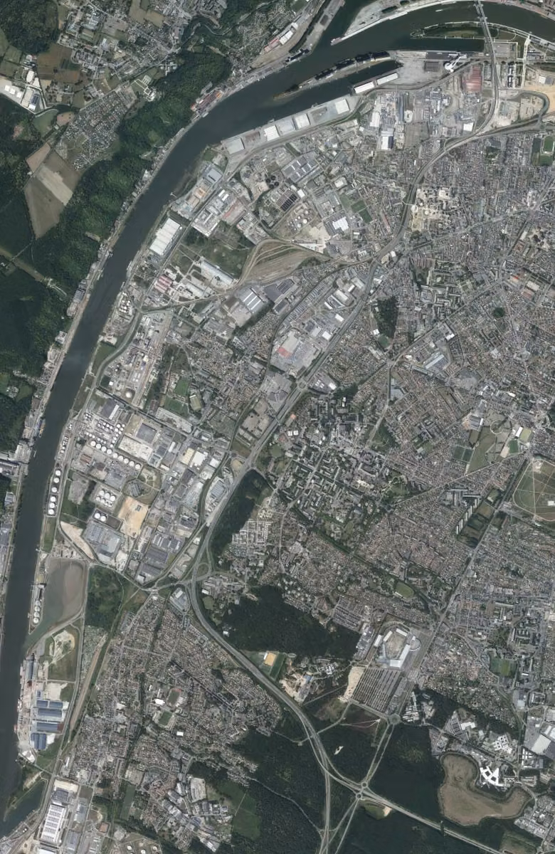 Le Grand-Quevilly aujourd'hui, le territoire vu du ciel
