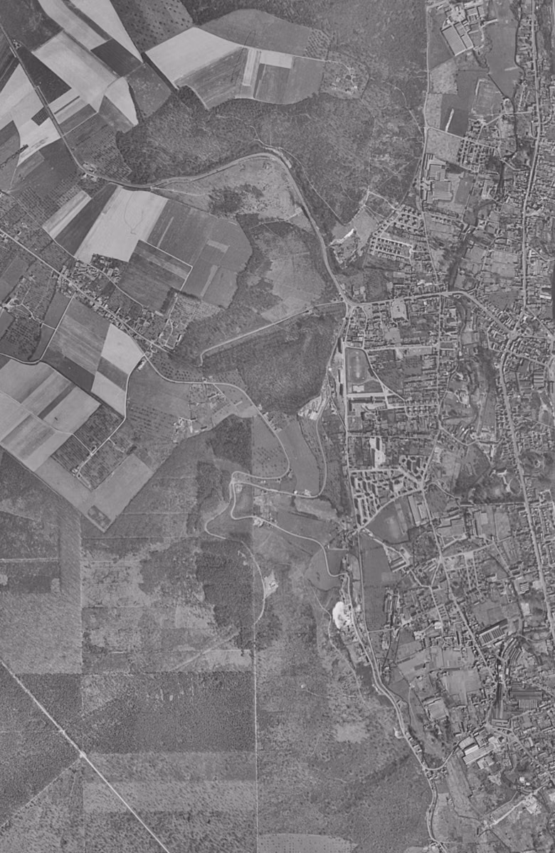Maromme en 1955, le territoire vu du ciel, au même cadrage