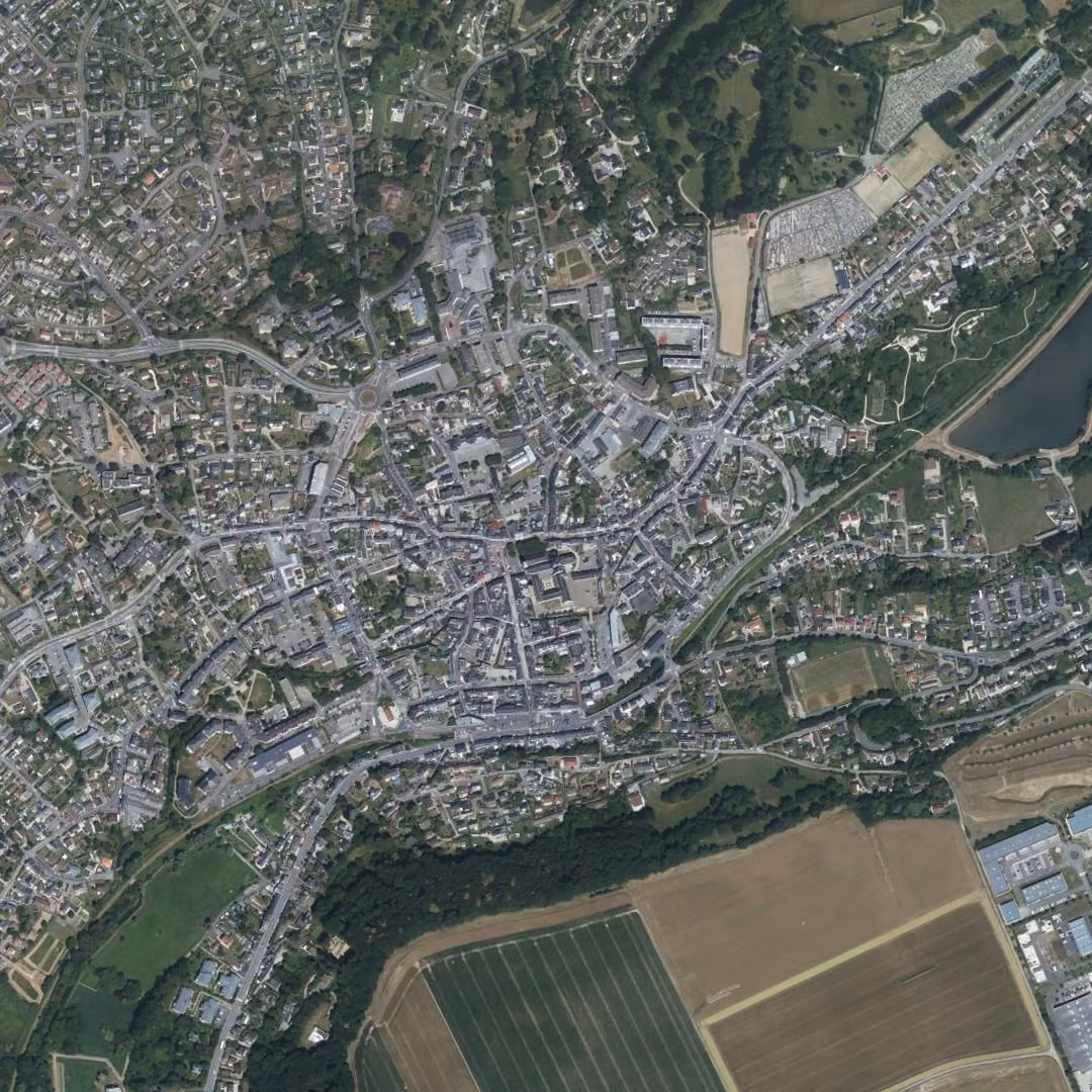 Montivilliers aujourd'hui, le centre vu du ciel