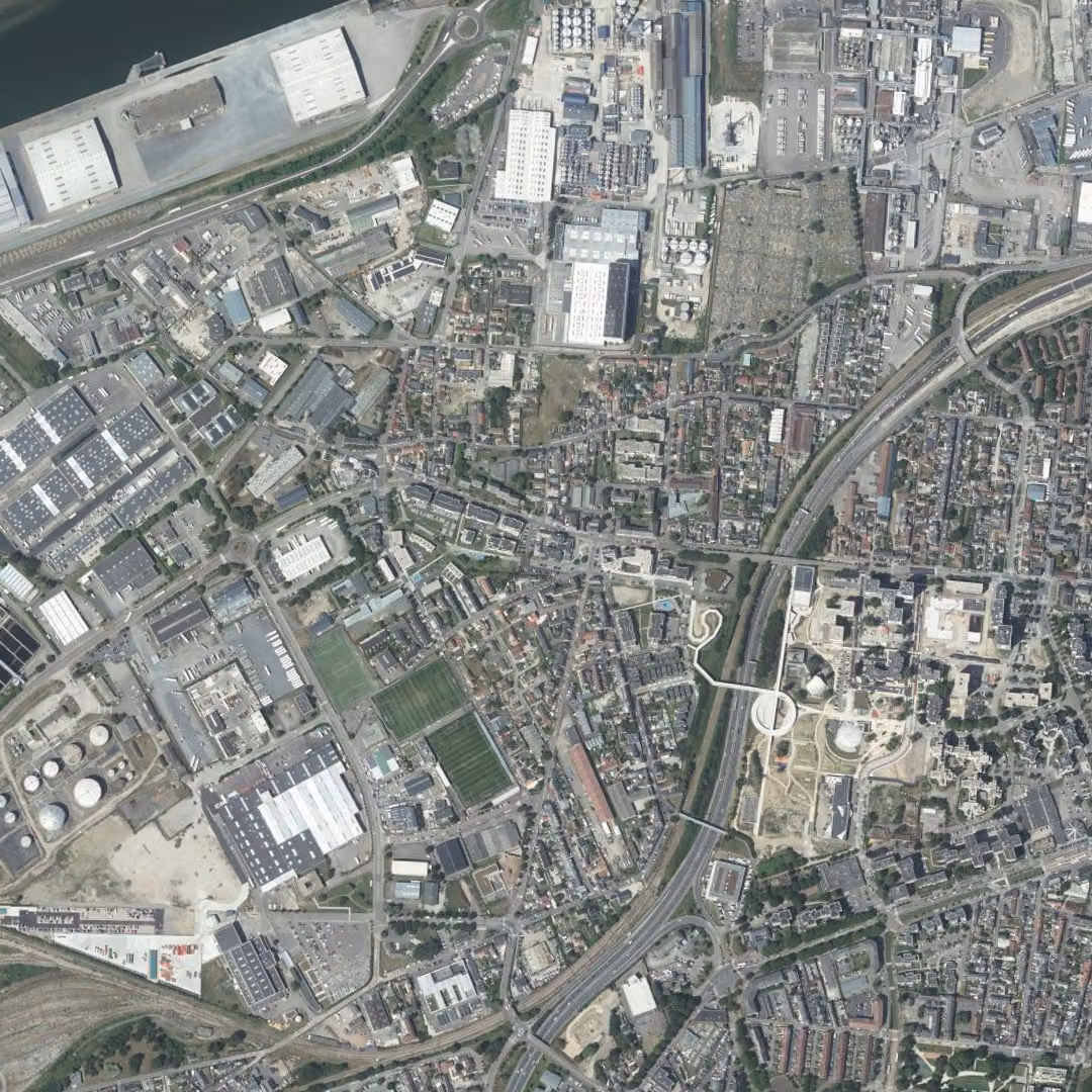 Le Petit-Quevilly aujourd'hui, le centre vu du ciel