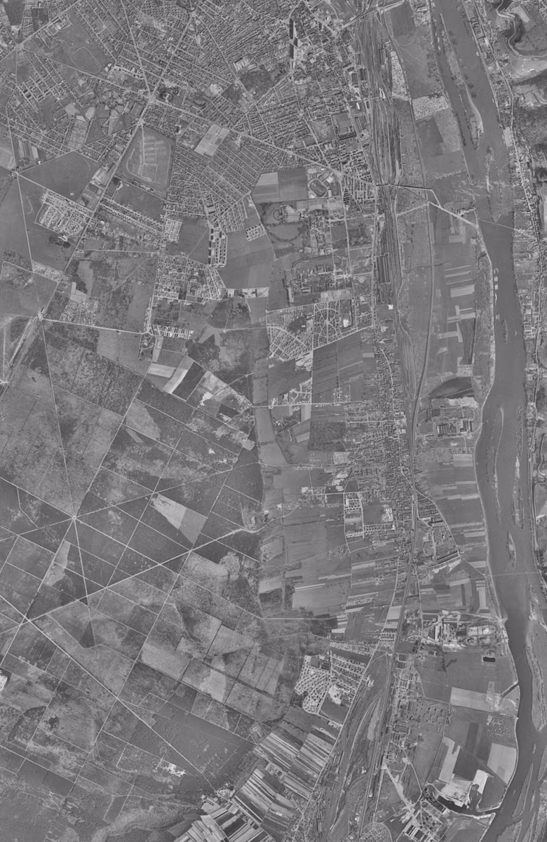 Saint-Étienne-du-Rouvray en 1955, le territoire vu du ciel, au même cadrage