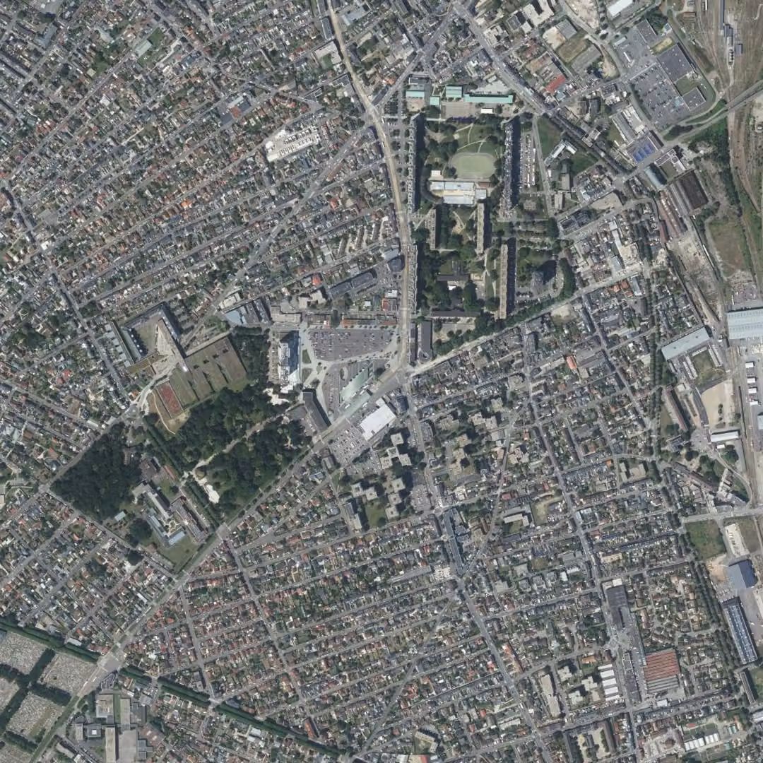 Sotteville-lès-Rouen aujourd'hui, le centre vu du ciel