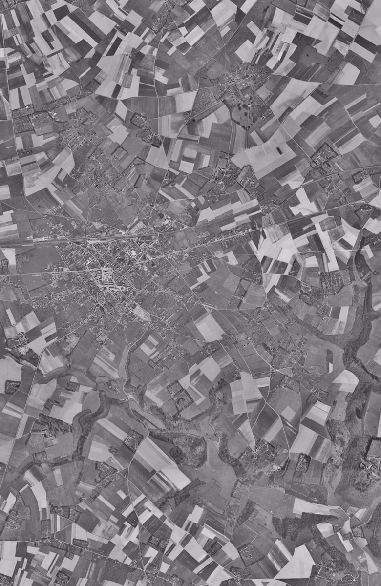 Yvetot en 1955, le territoire vu du ciel, au même cadrage