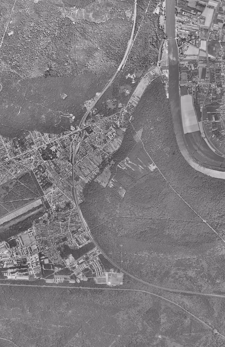 Avon en 1957, le territoire vu du ciel, au même cadrage