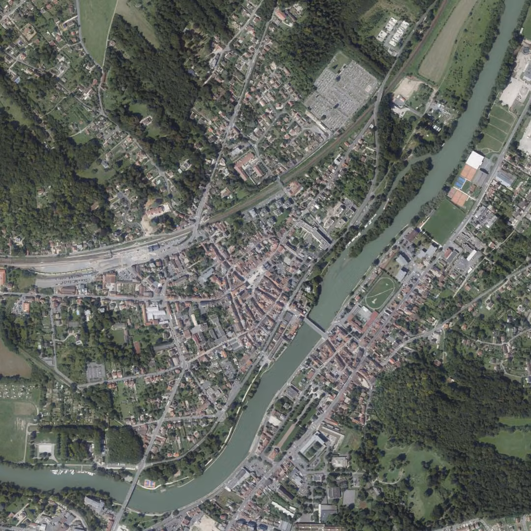 La Ferté-sous-Jouarre aujourd'hui, le centre vu du ciel