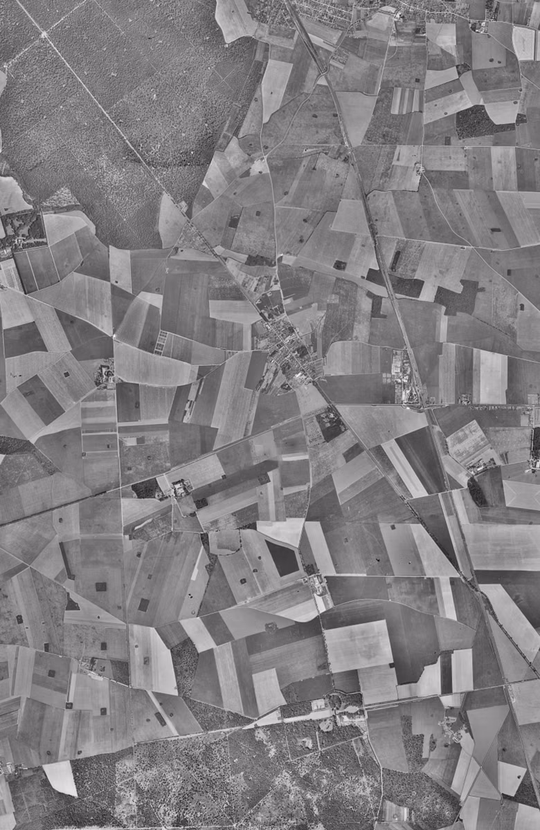 Lieusaint en 1949, le territoire vu du ciel, au même cadrage