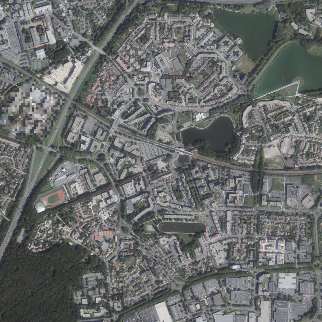 Lognes aujourd'hui, le centre vu du ciel