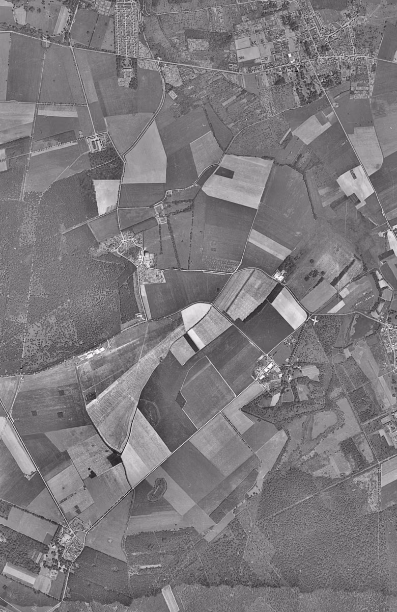 Lognes en 1949, le territoire vu du ciel, au même cadrage