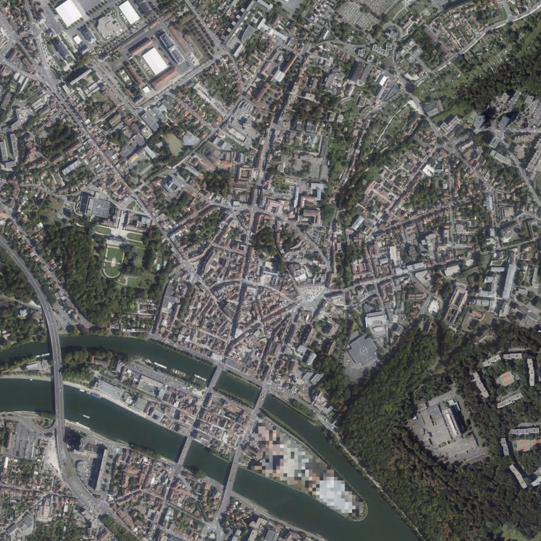 Melun aujourd'hui, le centre vu du ciel