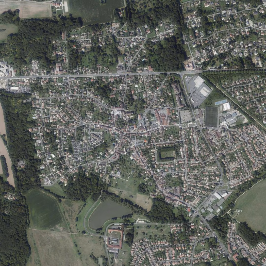 Montévrain aujourd'hui, le centre vu du ciel