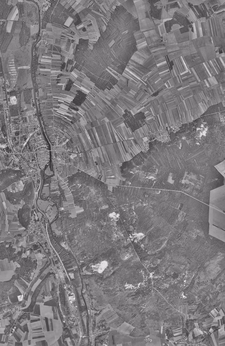Nemours en 1957, le territoire vu du ciel, au même cadrage