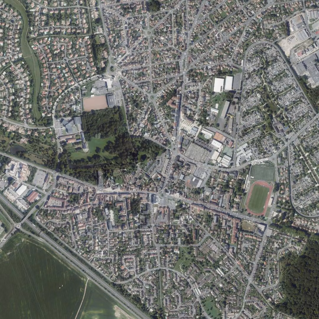 Ozoir-la-Ferrière aujourd'hui, le centre vu du ciel