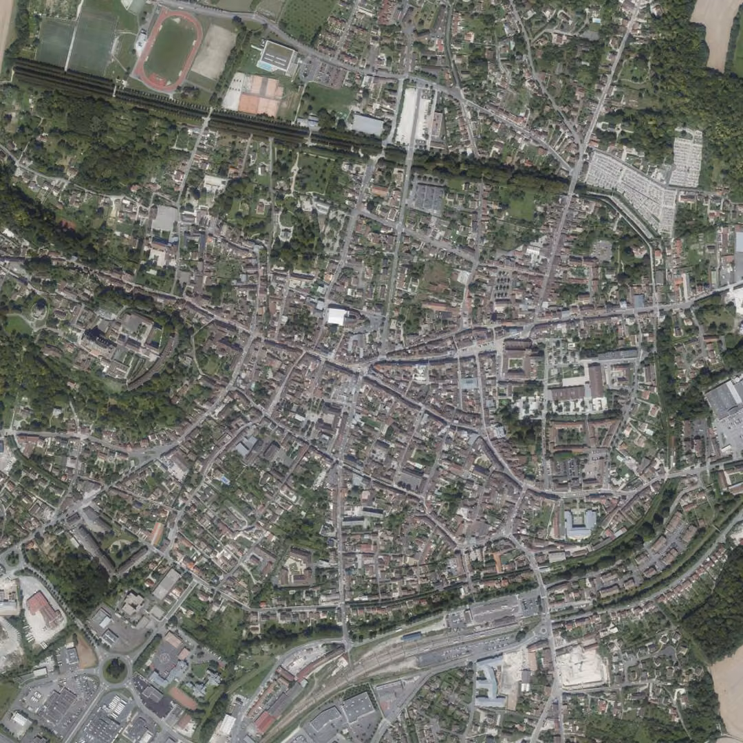 Provins aujourd'hui, le centre vu du ciel