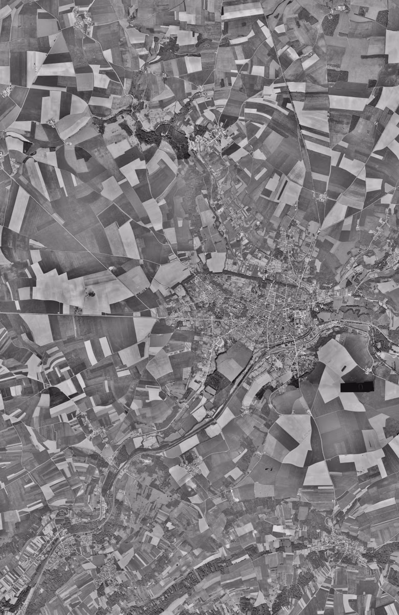 Provins en 1949, le territoire vu du ciel, au même cadrage
