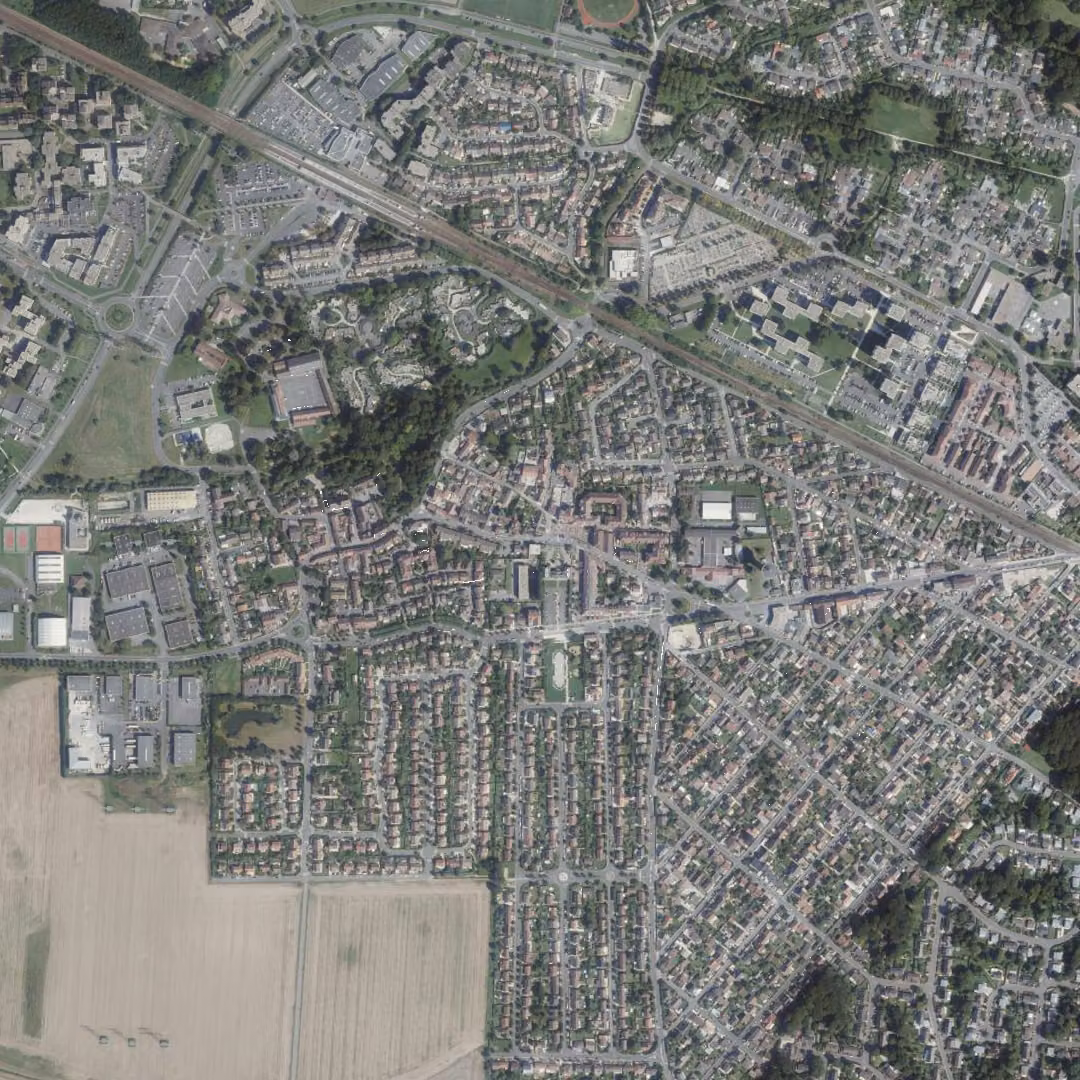 Roissy-en-Brie aujourd'hui, le centre vu du ciel
