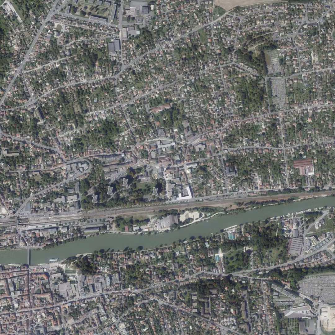 Thorigny-sur-Marne aujourd'hui, le centre vu du ciel
