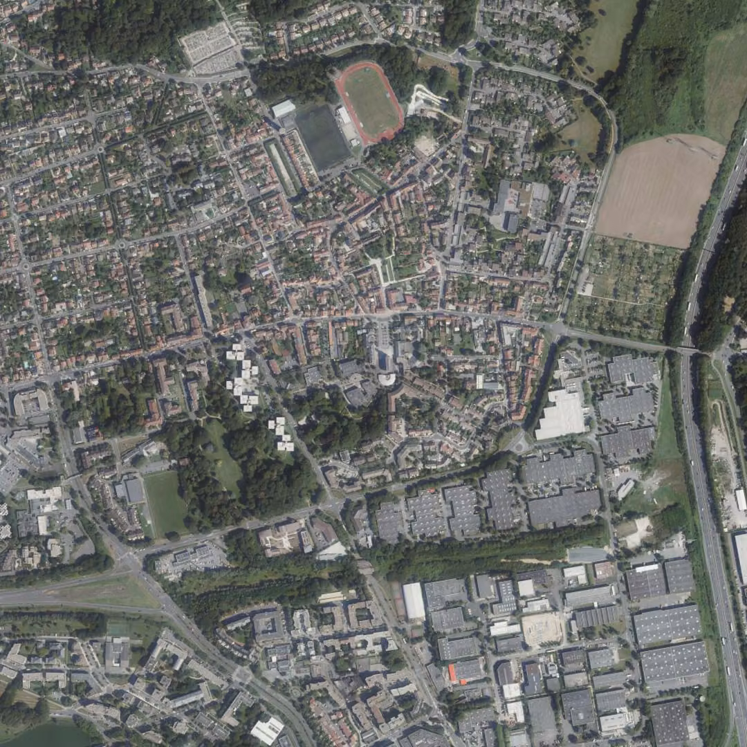 Torcy aujourd'hui, le centre vu du ciel