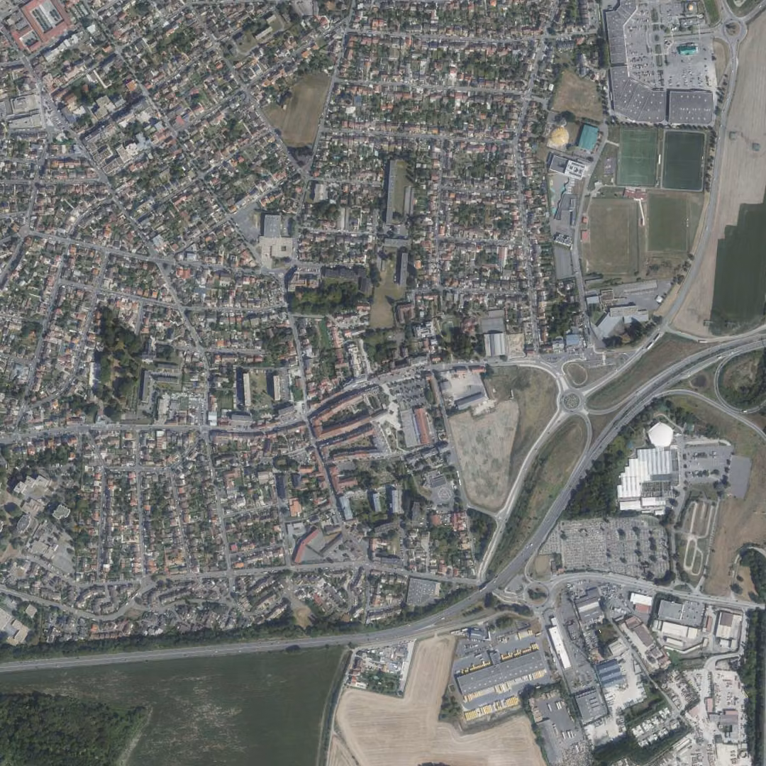 Villeparisis aujourd'hui, le centre vu du ciel