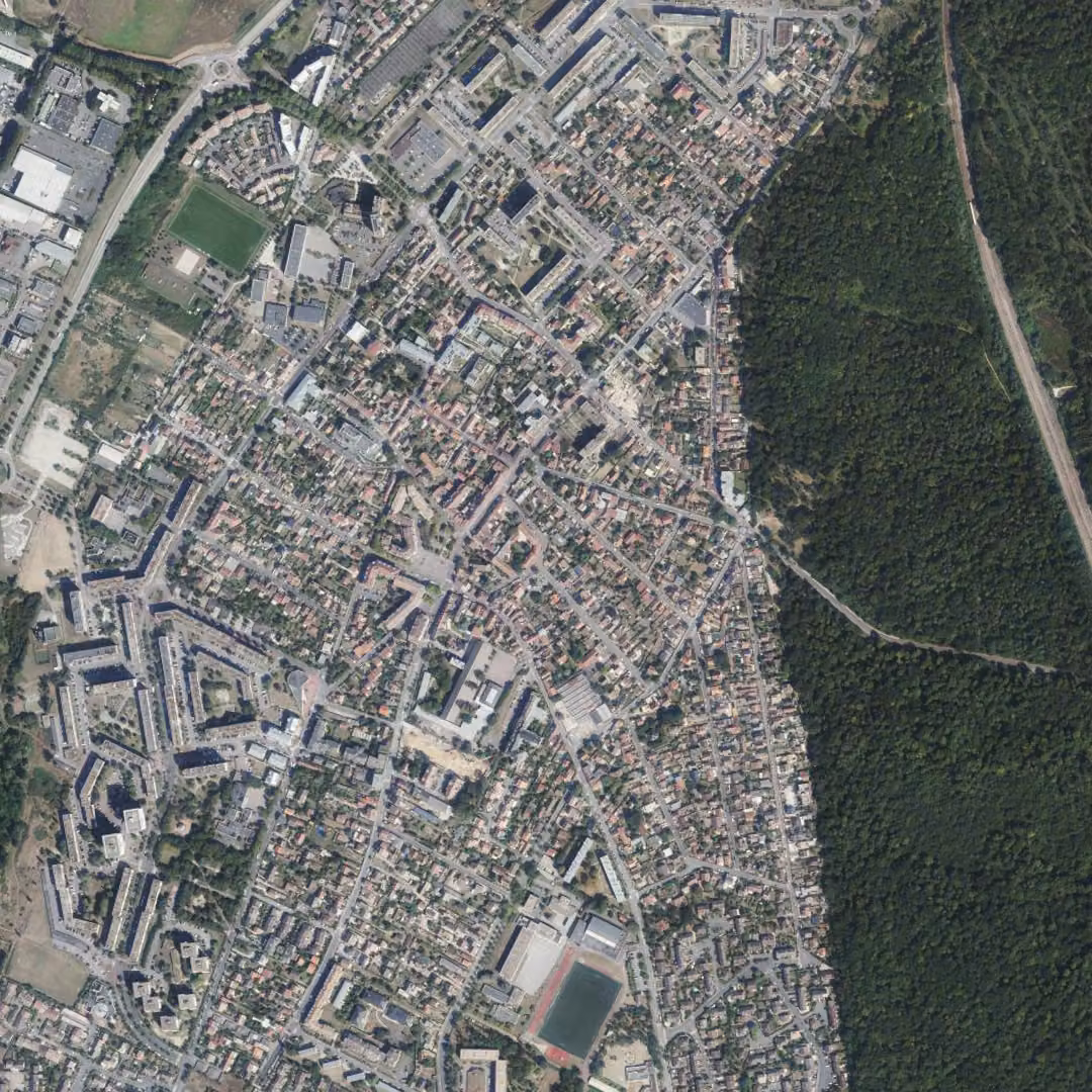 Achères aujourd'hui, le centre vu du ciel