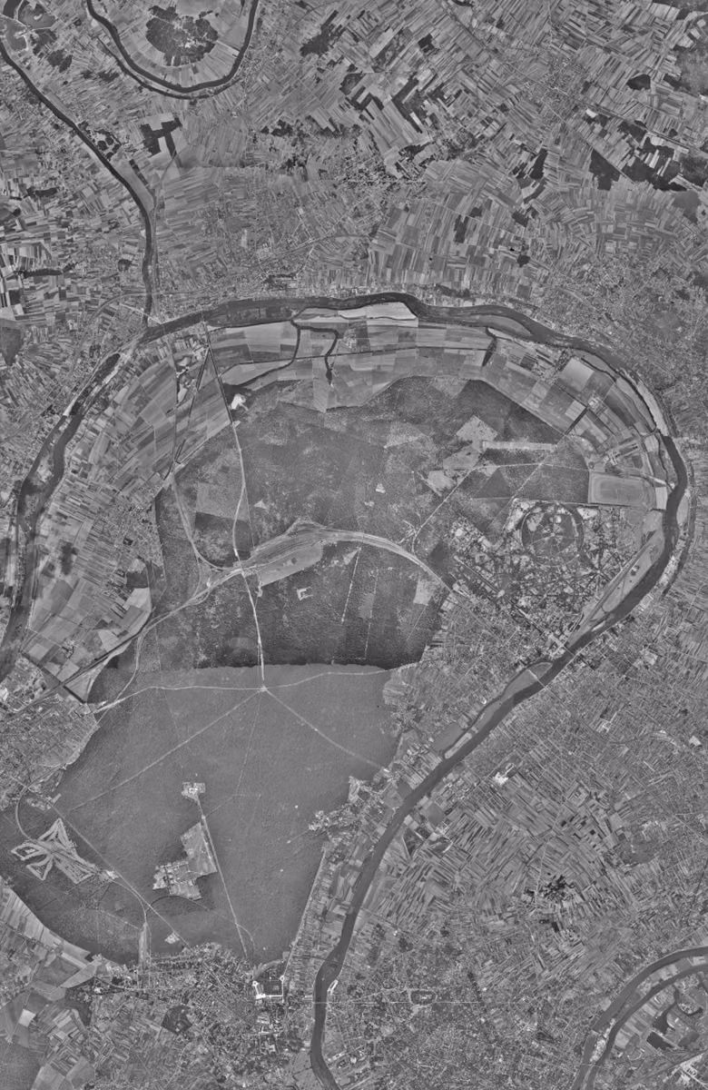 Achères en 1949, le territoire vu du ciel, au même cadrage