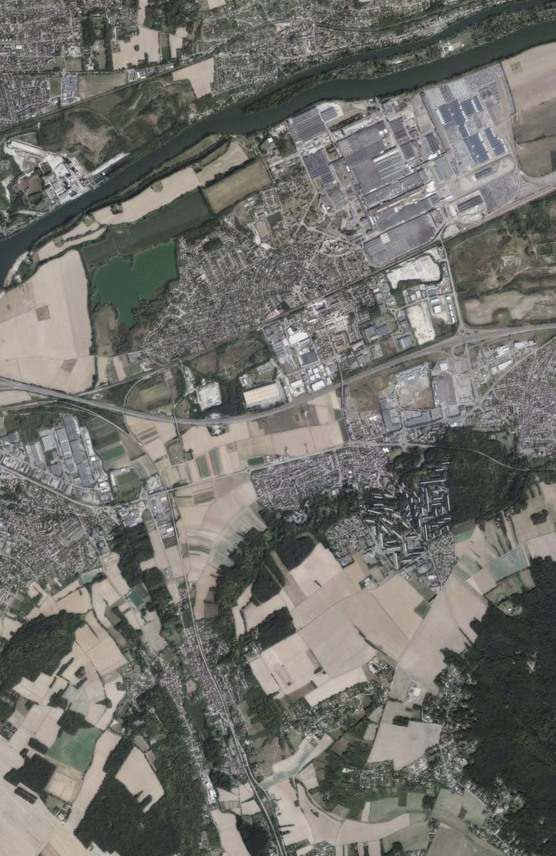 Aubergenville aujourd'hui, le territoire vu du ciel