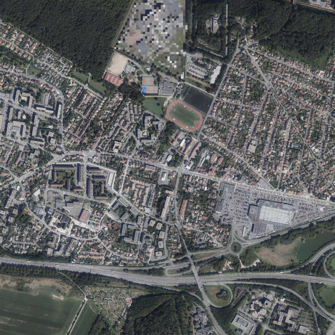 Bois-d'Arcy aujourd'hui, le centre vu du ciel