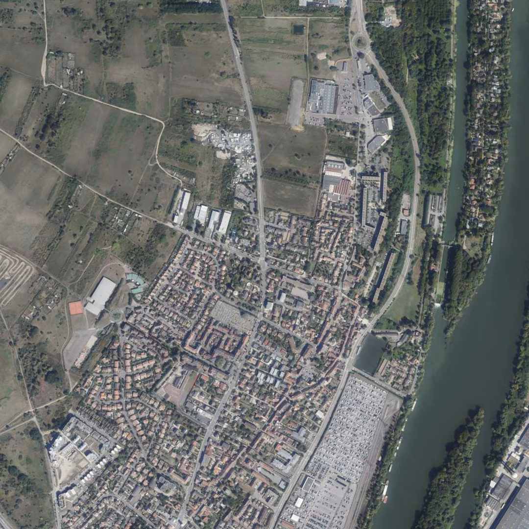 Carrières-sous-Poissy aujourd'hui, le centre vu du ciel