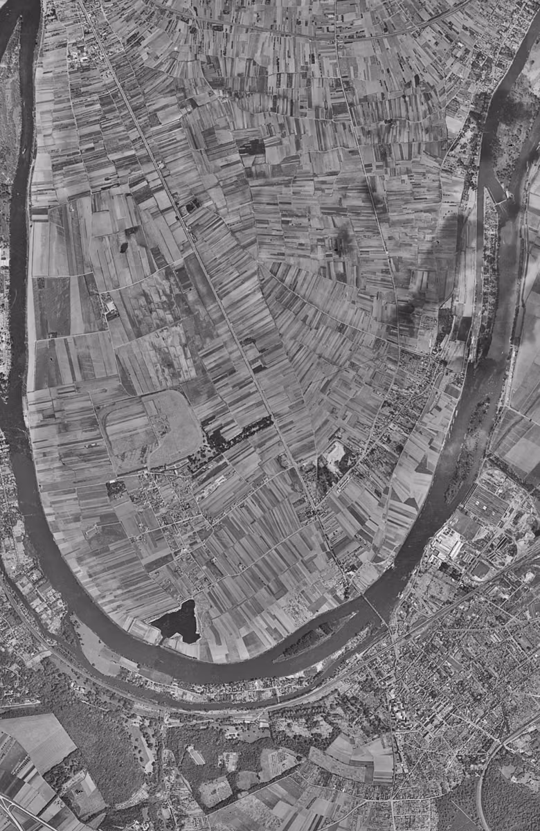 Carrières-sous-Poissy en 1949, le territoire vu du ciel, au même cadrage