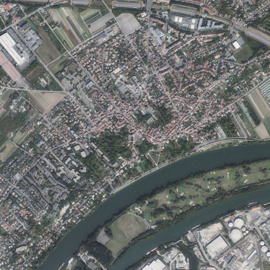 Carrières-sur-Seine aujourd'hui, le centre vu du ciel