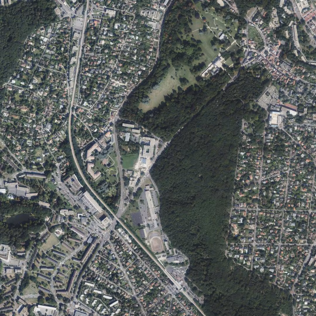La Celle-Saint-Cloud aujourd'hui, le centre vu du ciel