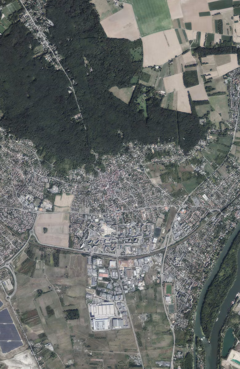 Chanteloup-les-Vignes aujourd'hui, le territoire vu du ciel