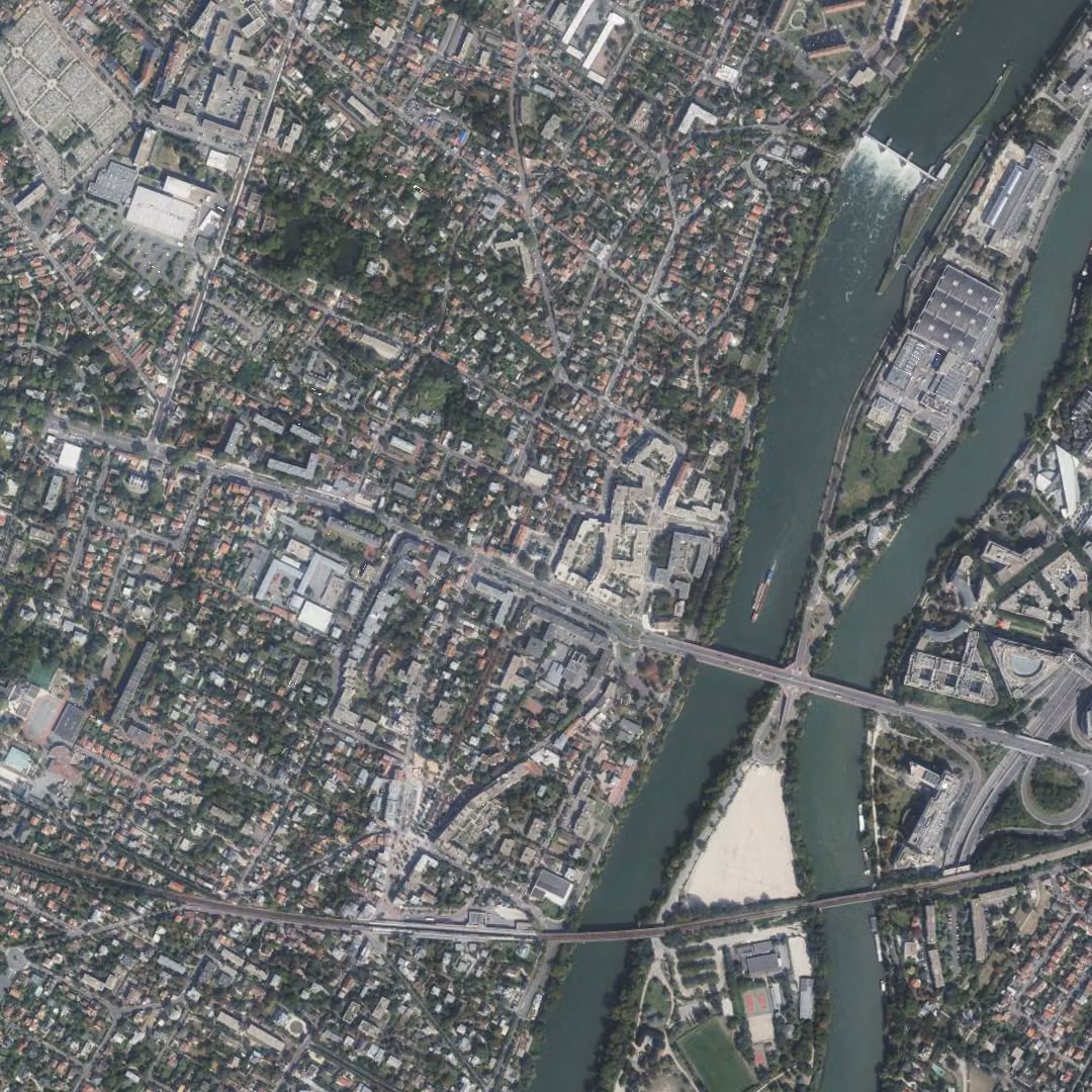 Chatou aujourd'hui, le centre vu du ciel