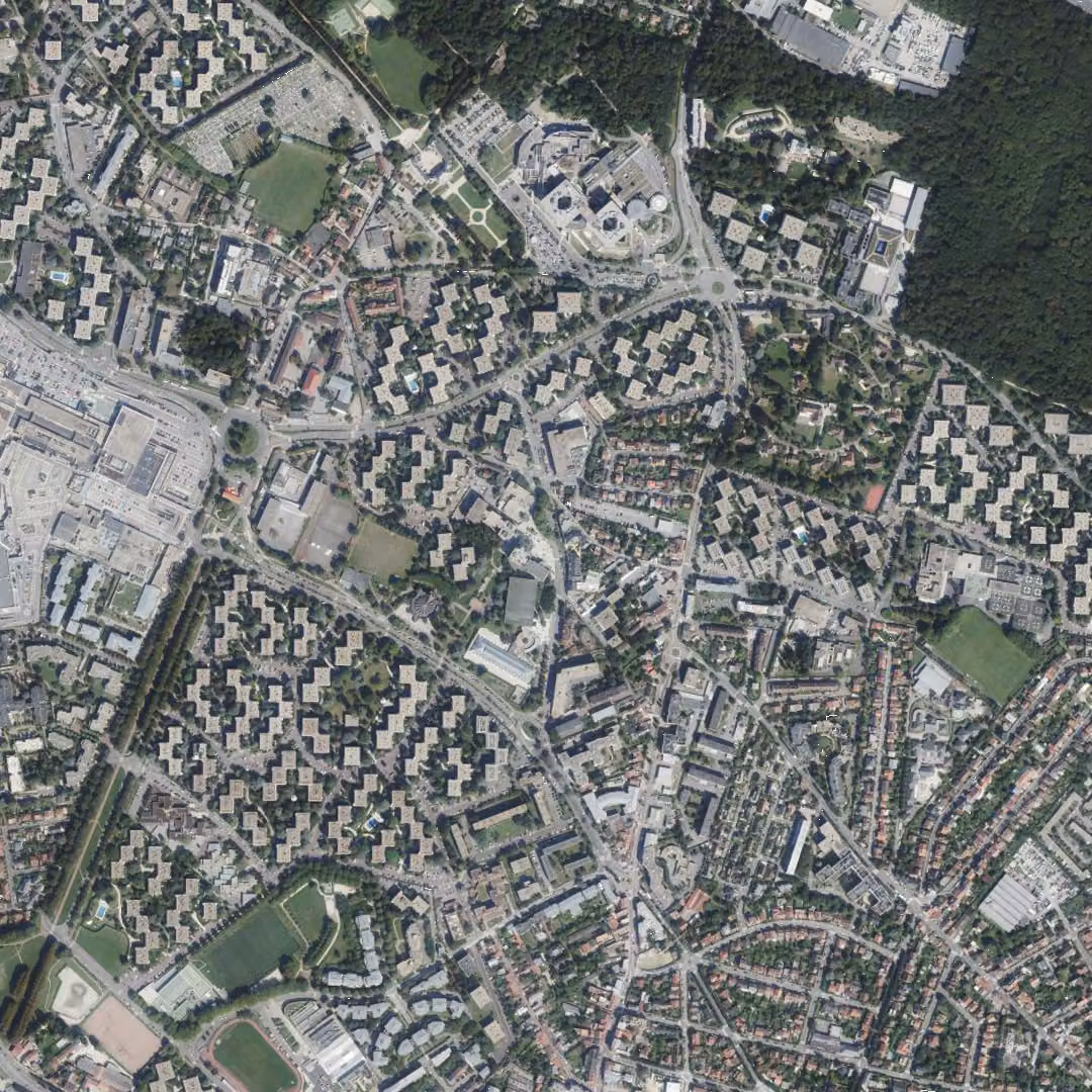 Le Chesnay-Rocquencourt aujourd'hui, le centre vu du ciel