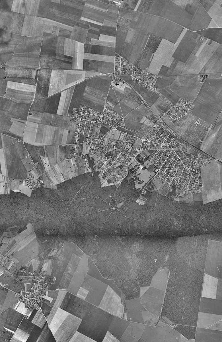 Les Clayes-sous-Bois en 1949, le territoire vu du ciel, au même cadrage