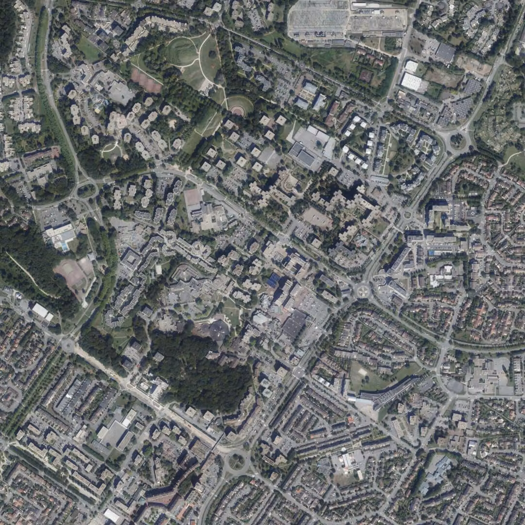 Élancourt aujourd'hui, le centre vu du ciel