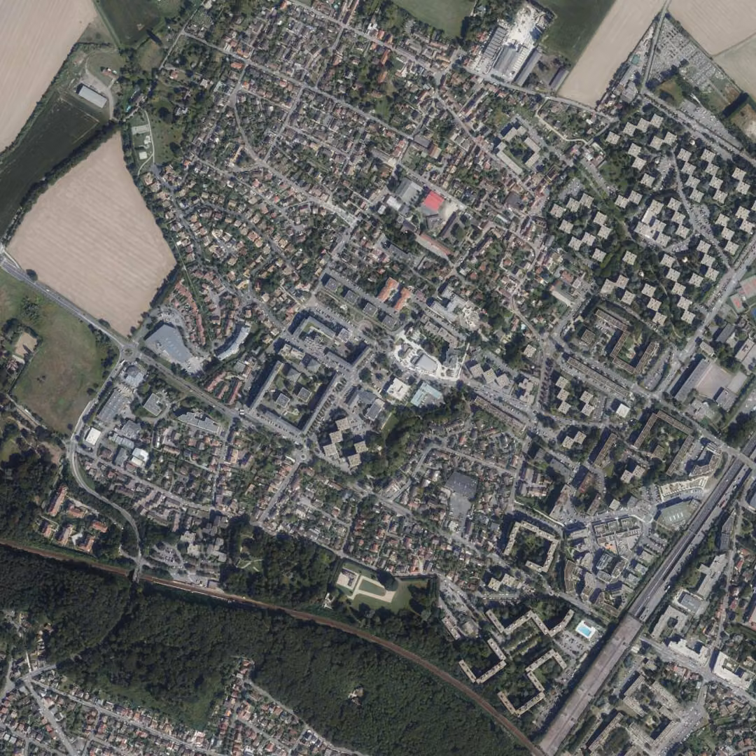 Fontenay-le-Fleury aujourd'hui, le centre vu du ciel