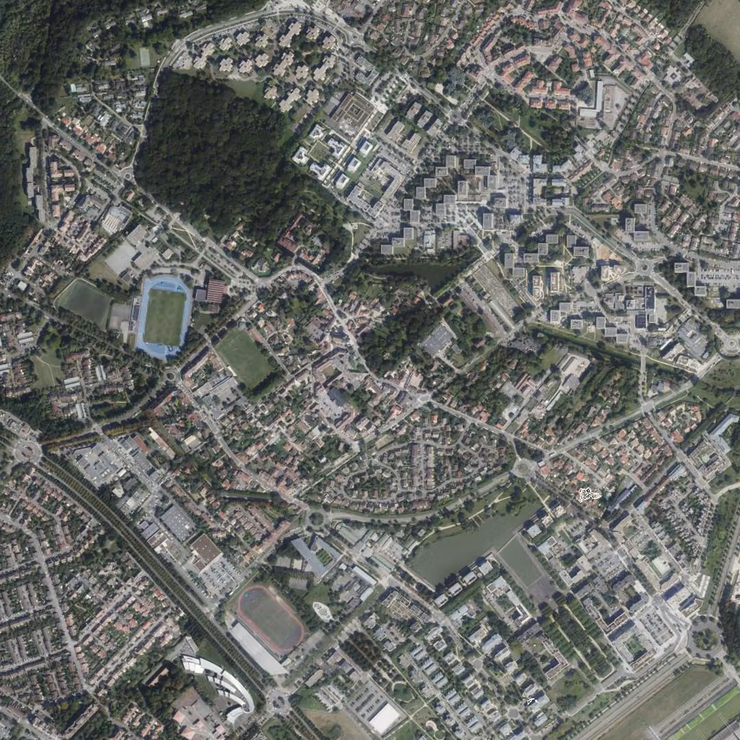 Guyancourt aujourd'hui, le centre vu du ciel