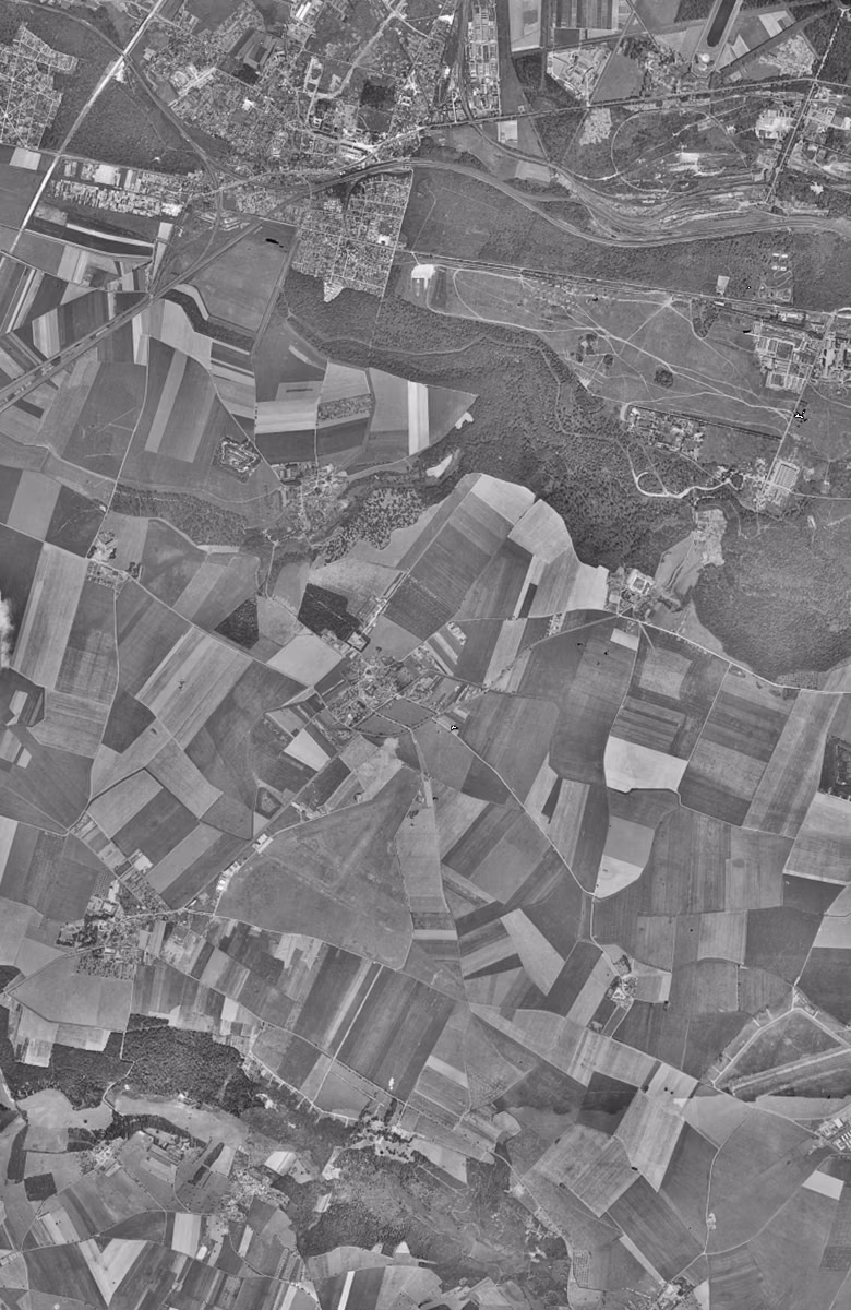 Guyancourt en 1949, le territoire vu du ciel, au même cadrage