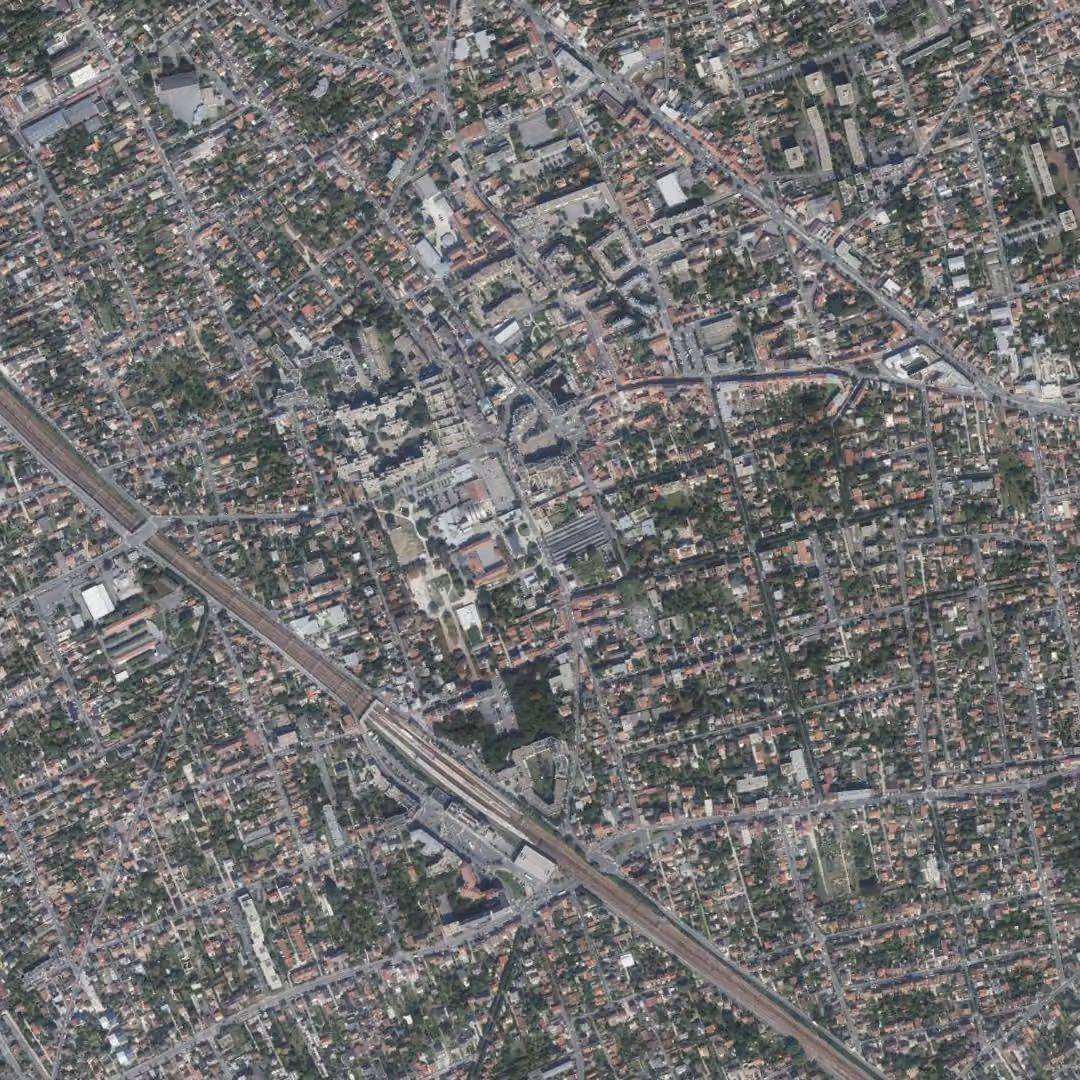 Houilles aujourd'hui, le centre vu du ciel