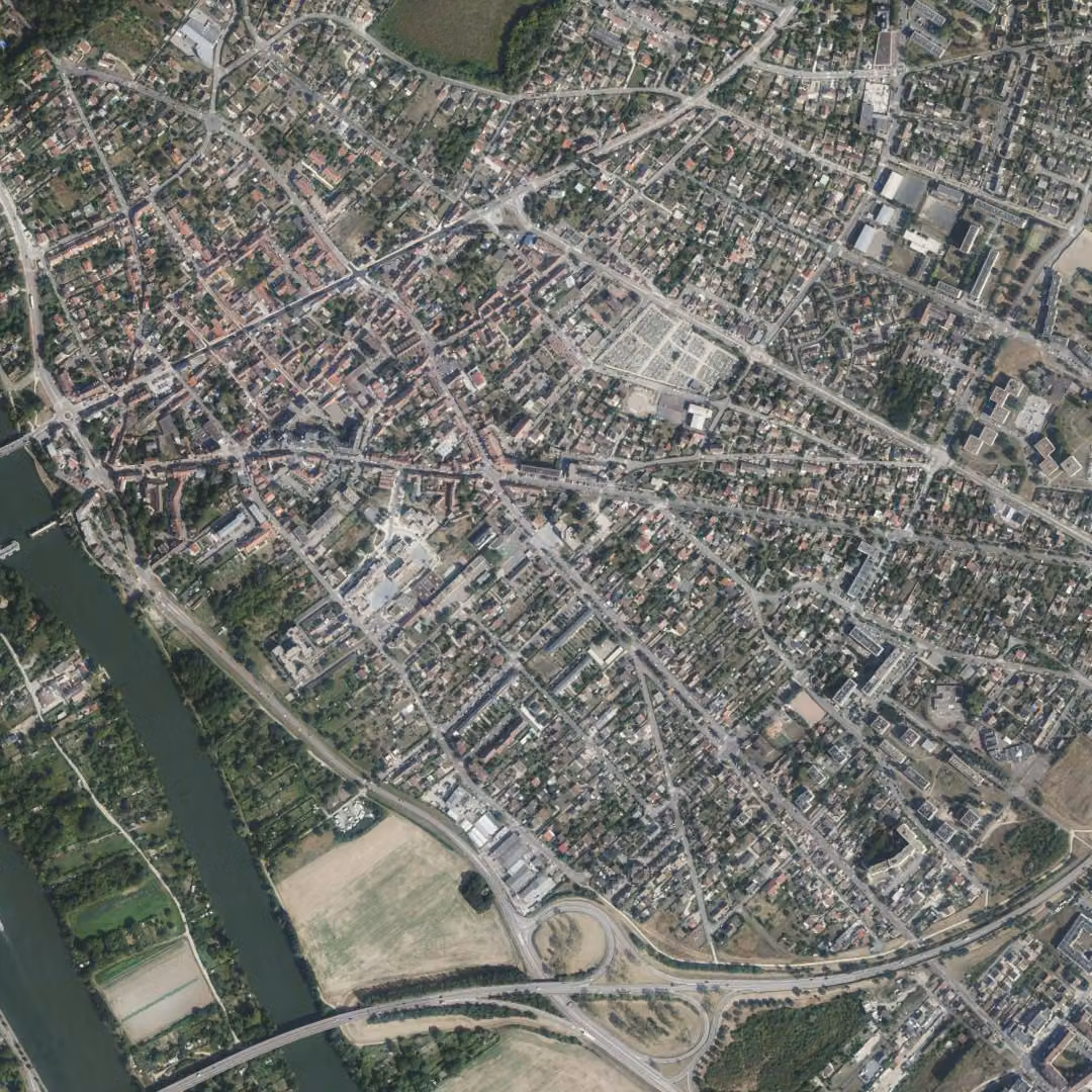 Limay aujourd'hui, le centre vu du ciel
